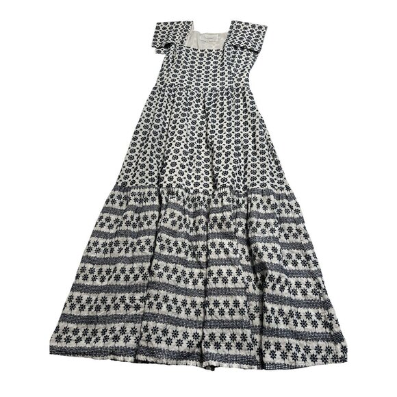 IQ Collection Africa Square Neck Midi Dress in White Black - Picture 1 of 5